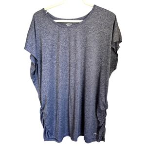 ACX Active Wear Workout Top Heathered Navy Blue Plus Size 2x